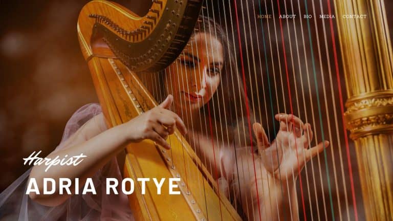 Musikerwebsite Harfe Beispiel